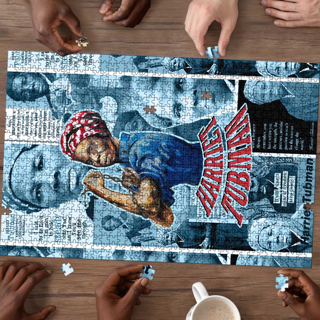 Harriet Tubman Puzzle Newspaper Collage Design We Out Quote Strong Woman Tribute Underground Railroad Legacy - African Pride
