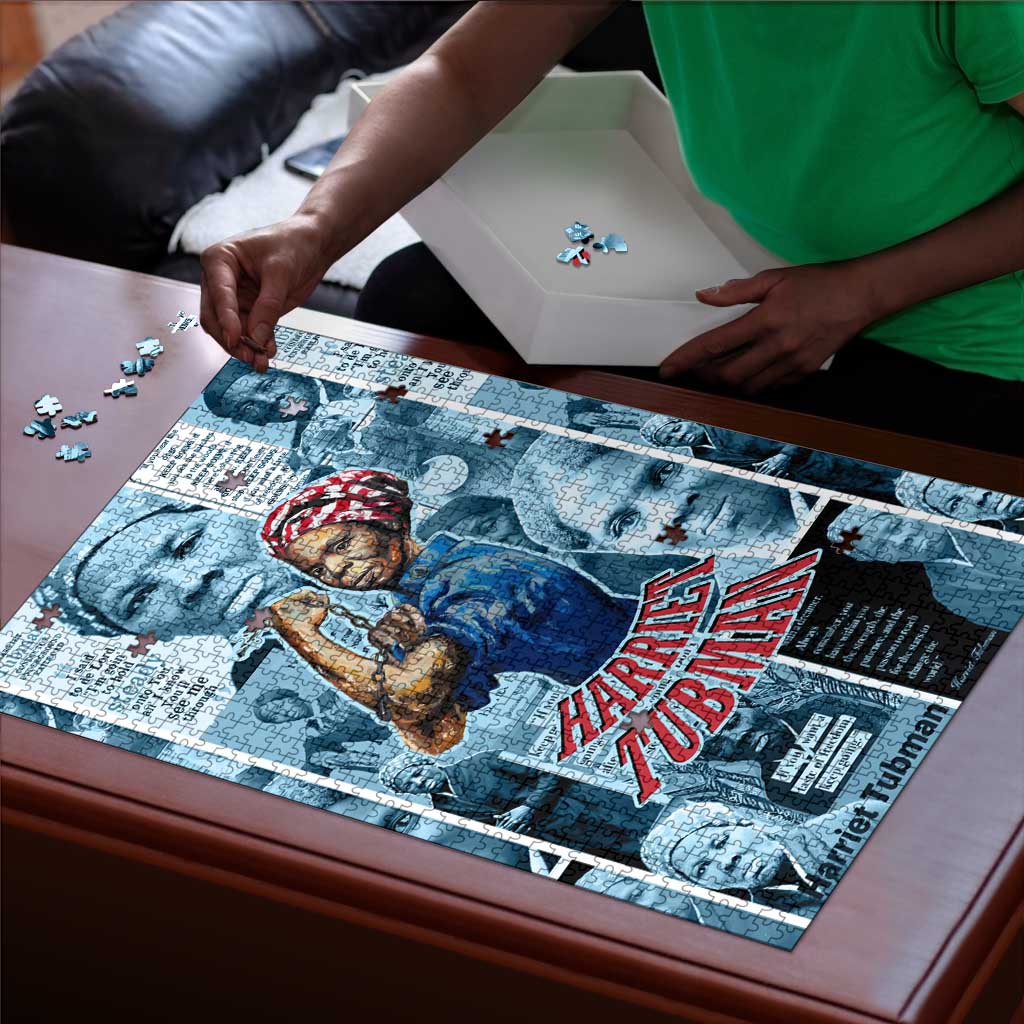 Harriet Tubman Puzzle Newspaper Collage Design We Out Quote Strong Woman Tribute Underground Railroad Legacy - African Pride