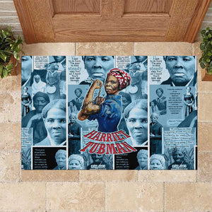 Harriet Tubman Rubber Doormat Newspaper Collage Design We Out Quote Strong Woman Tribute Underground Railroad Legacy - African Pride