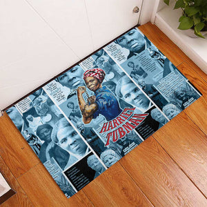 Harriet Tubman Rubber Doormat Newspaper Collage Design We Out Quote Strong Woman Tribute Underground Railroad Legacy - African Pride