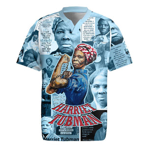 Harriet Tubman Rugby Jersey Newspaper Collage Design We Out Quote Strong Woman Tribute Underground Railroad Legacy TS04