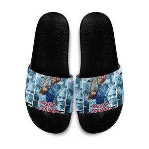 Harriet Tubman Slide Sandals Newspaper Collage Design We Out Quote Strong Woman Tribute Underground Railroad Legacy - African Pride