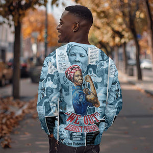 Harriet Tubman Sweatshirt Newspaper Collage Design We Out Quote Strong Woman Tribute Underground Railroad Legacy - African Pride