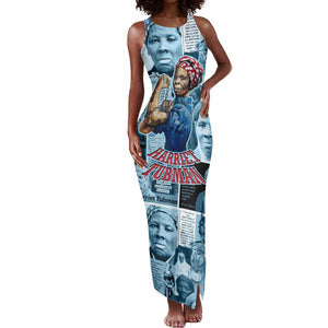 Harriet Tubman Tank Maxi Dress Newspaper Collage Design We Out Quote Strong Woman Tribute Underground Railroad Legacy - African Pride