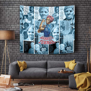 Harriet Tubman Tapestry Newspaper Collage Design We Out Quote Strong Woman Tribute Underground Railroad Legacy - African Pride