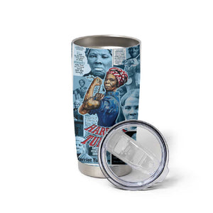 Harriet Tubman Tumbler Cup Newspaper Collage Design We Out Quote Strong Woman Tribute Underground Railroad Legacy - African Pride