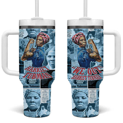 Harriet Tubman Tumbler With Handle Newspaper Collage Design We Out Quote Strong Woman Tribute Underground Railroad Legacy - African Pride