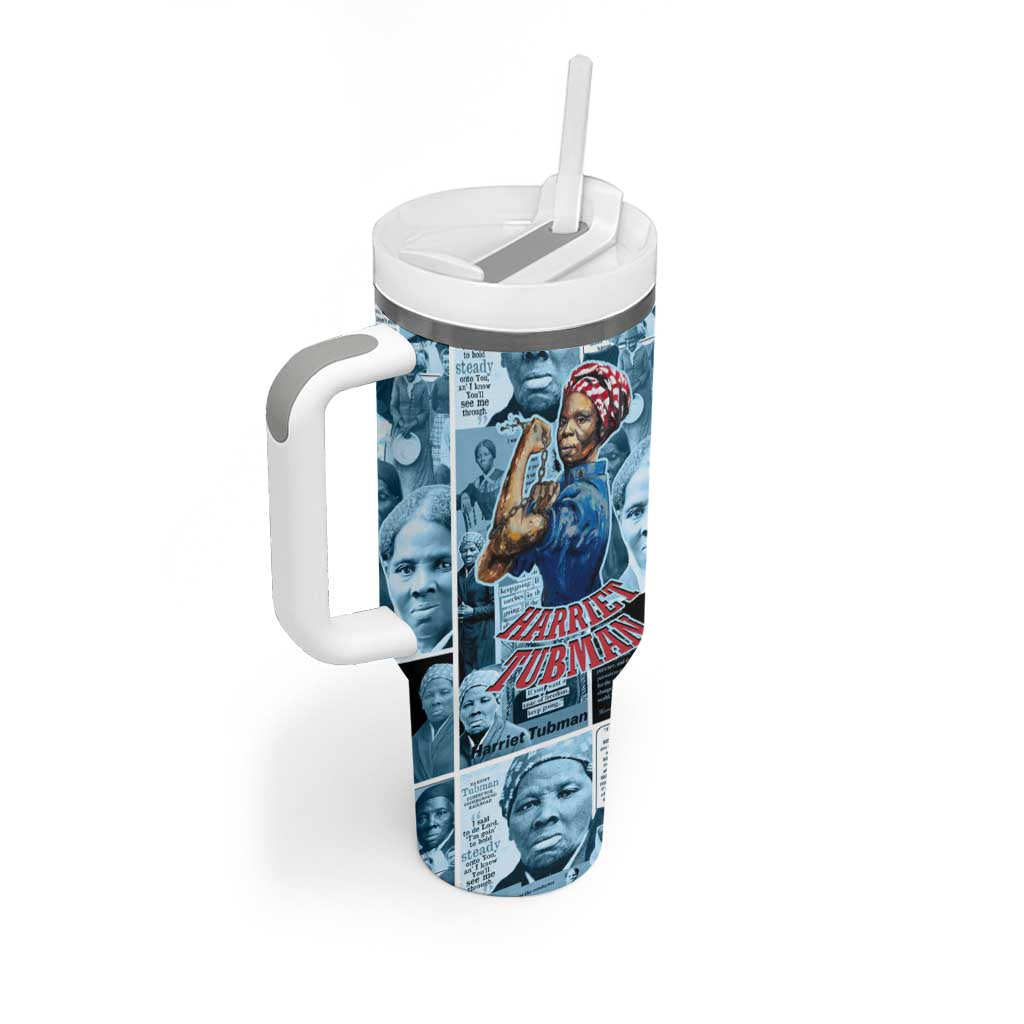 Harriet Tubman Tumbler With Handle Newspaper Collage Design We Out Quote Strong Woman Tribute Underground Railroad Legacy - African Pride