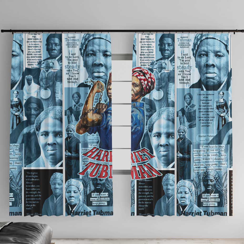 Harriet Tubman Window Curtain Newspaper Collage Design We Out Quote Strong Woman Tribute Underground Railroad Legacy - African Pride
