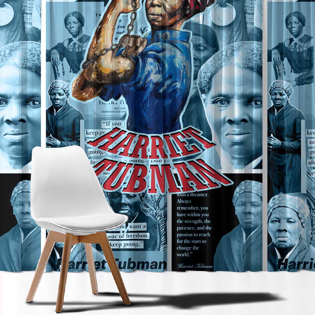 Harriet Tubman Window Curtain Newspaper Collage Design We Out Quote Strong Woman Tribute Underground Railroad Legacy - African Pride