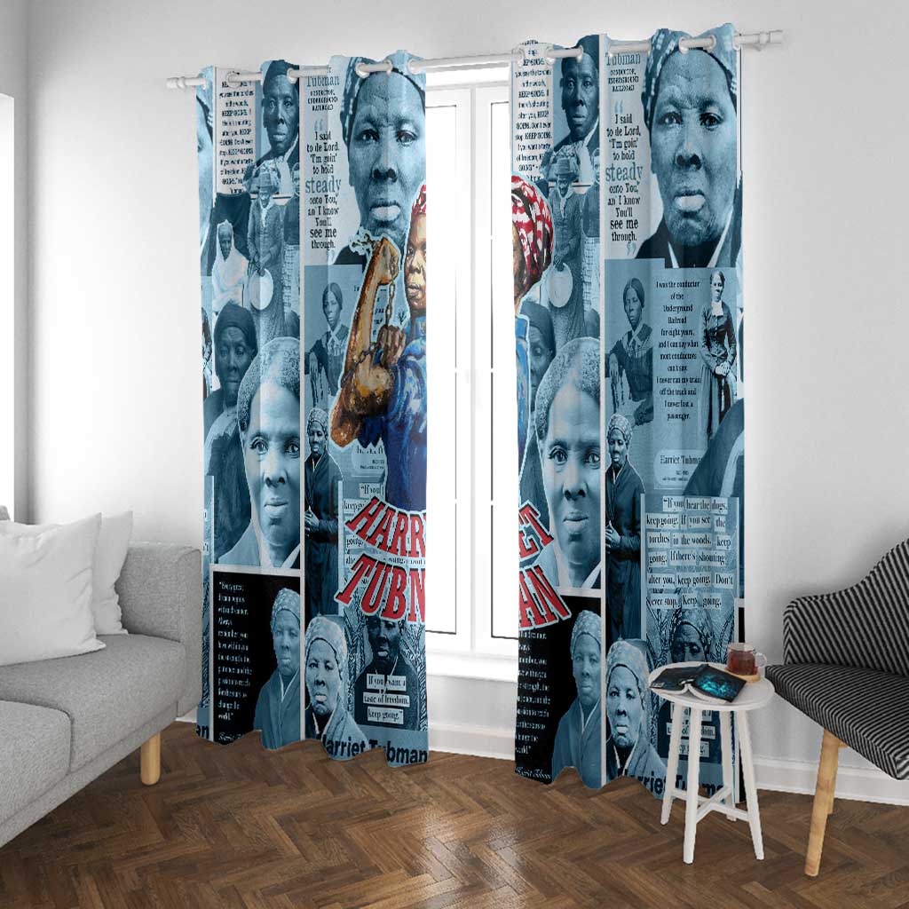 Harriet Tubman Window Curtain Newspaper Collage Design We Out Quote Strong Woman Tribute Underground Railroad Legacy - African Pride