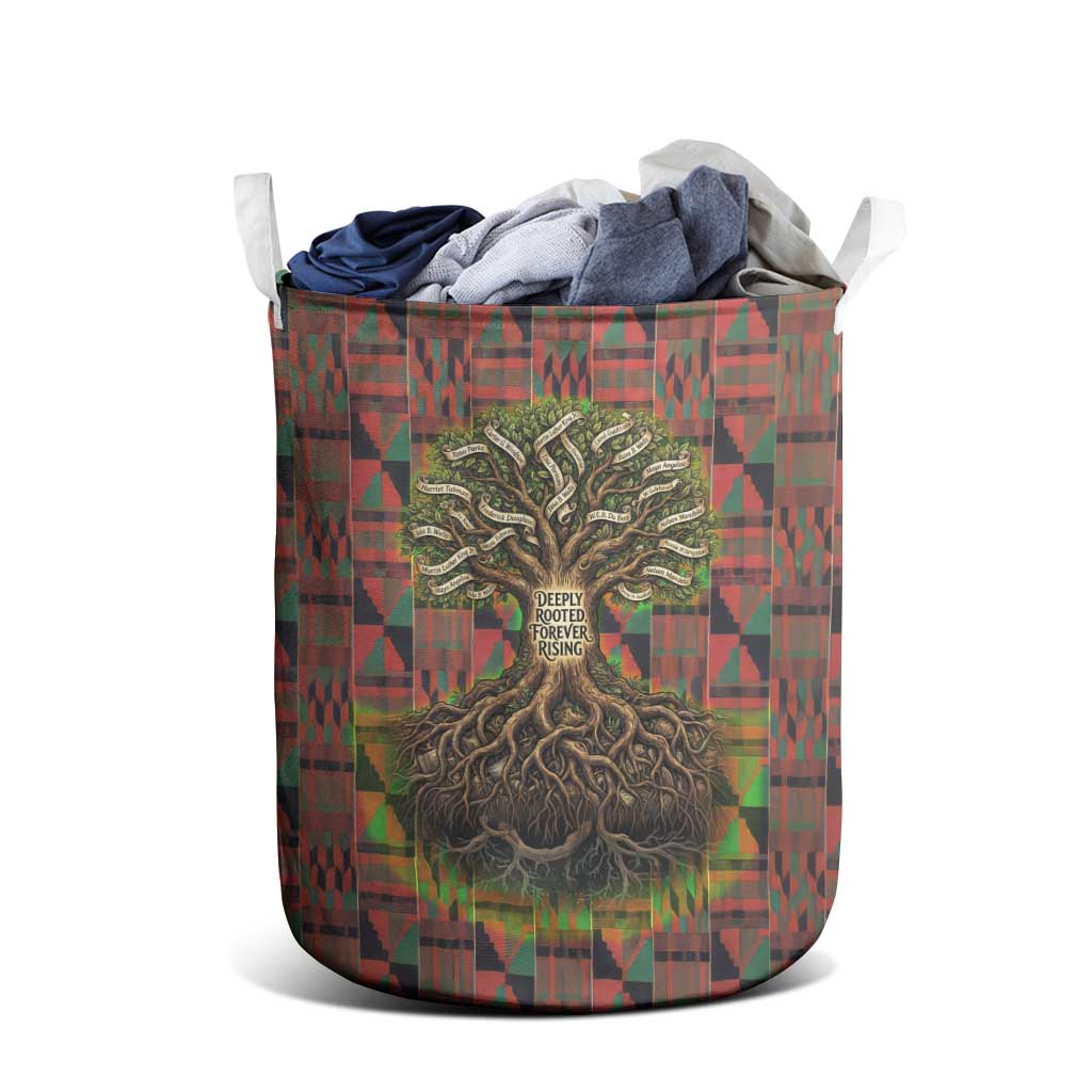 Black Heritage Tree Laundry Basket African Root Black History Kente Pattern