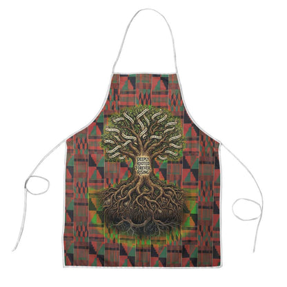 Black Heritage Tree Apron African Root Black History Kente Pattern