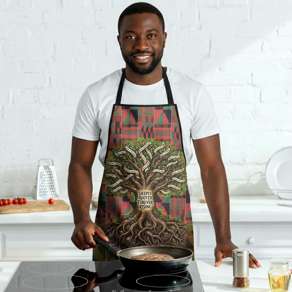 Black Heritage Tree Apron African Root Black History Kente Pattern