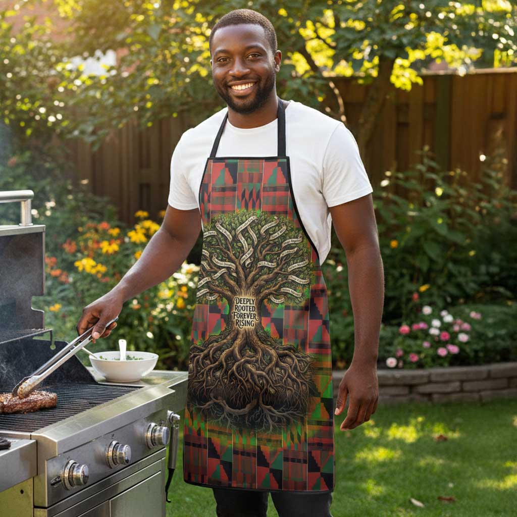 Black Heritage Tree Apron African Root Black History Kente Pattern