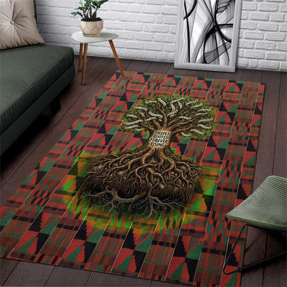 Black Heritage Tree Area Rug African Root Black History Kente Pattern