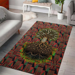 Black Heritage Tree Area Rug African Root Black History Kente Pattern