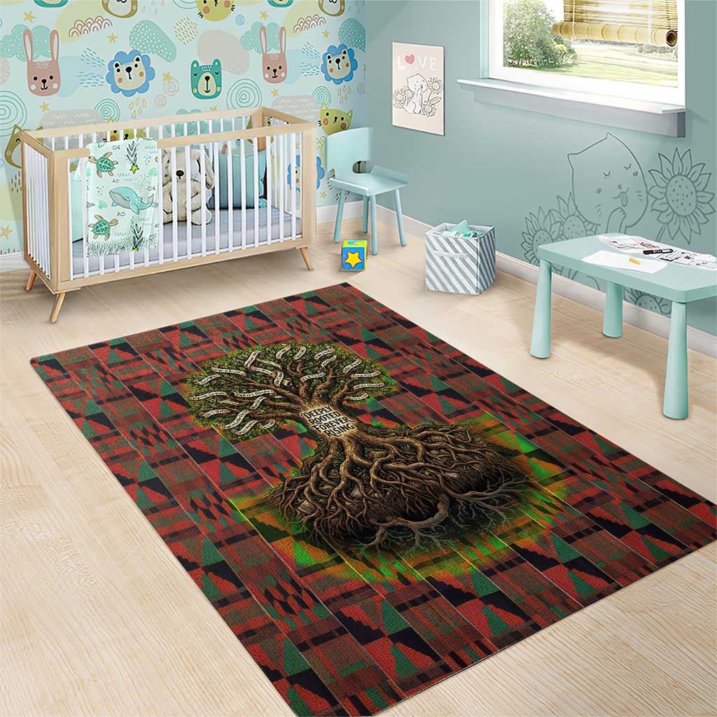 Black Heritage Tree Area Rug African Root Black History Kente Pattern