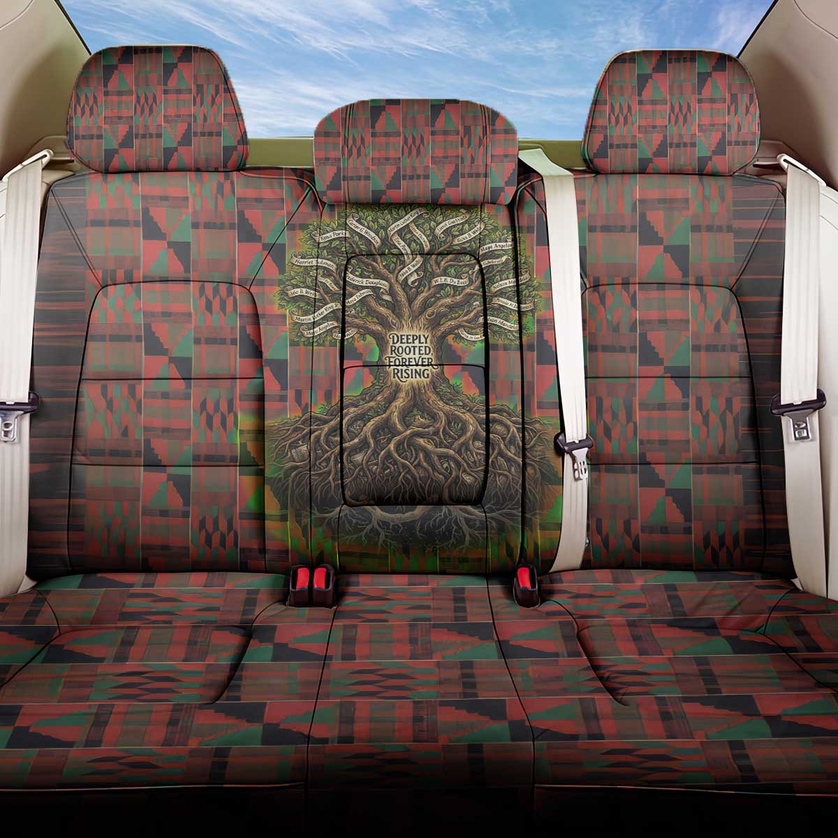 Black Heritage Tree Back Car Seat Cover African Root Black History Kente Pattern