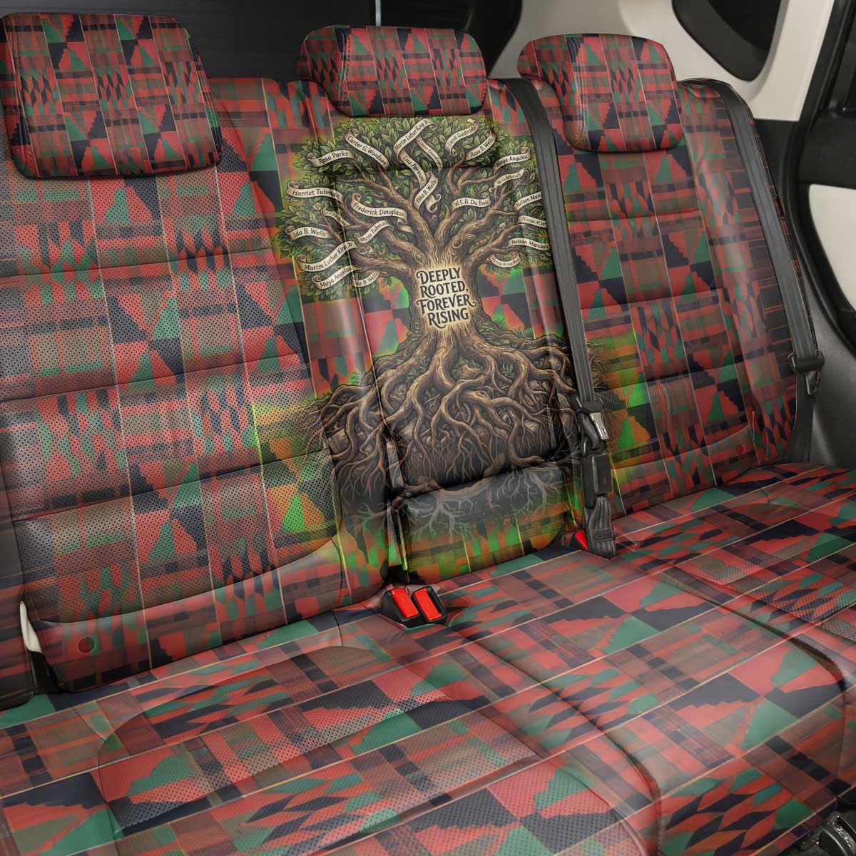Black Heritage Tree Back Car Seat Cover African Root Black History Kente Pattern