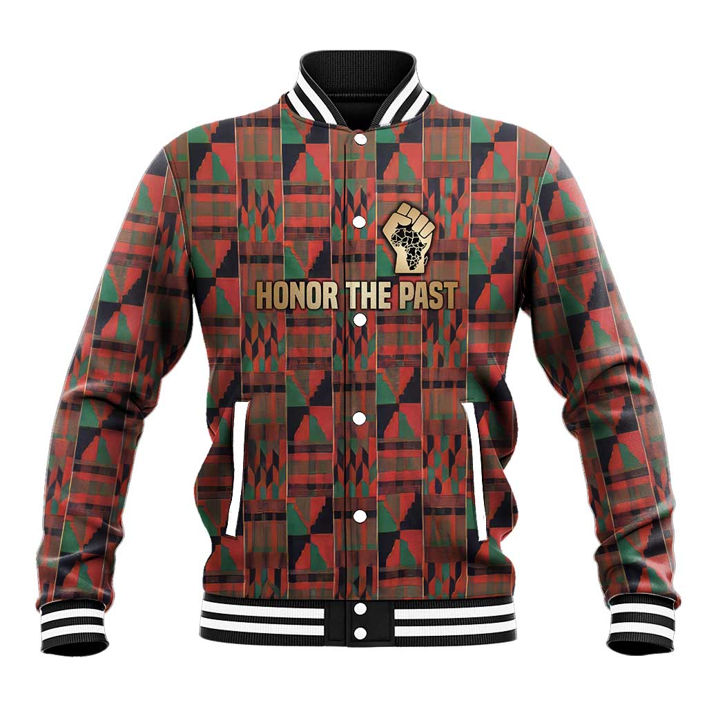Black Heritage Tree Baseball Jacket African Root Black History Kente Pattern