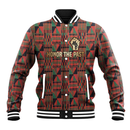 Black Heritage Tree Baseball Jacket African Root Black History Kente Pattern