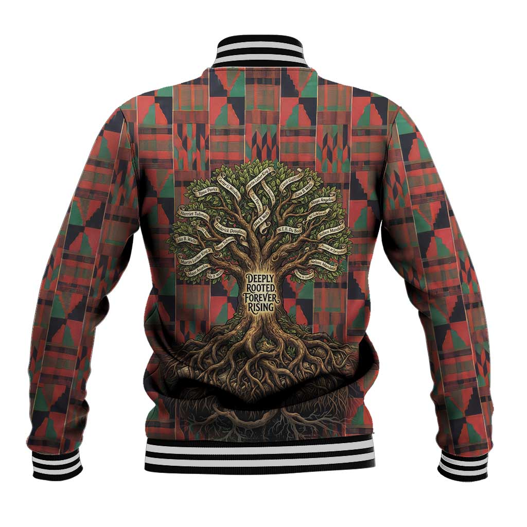 Black Heritage Tree Baseball Jacket African Root Black History Kente Pattern