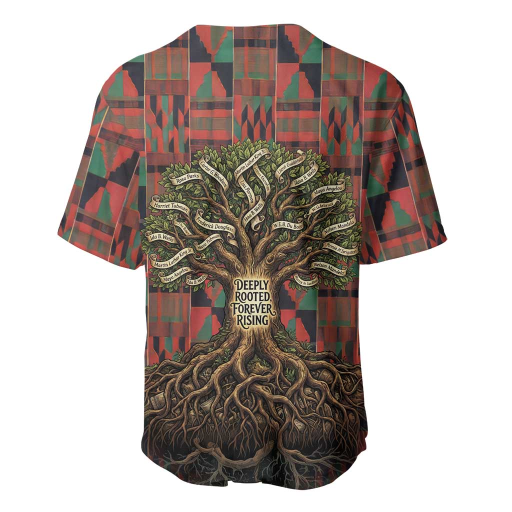 Black Heritage Tree Baseball Jersey African Root Black History Kente Pattern