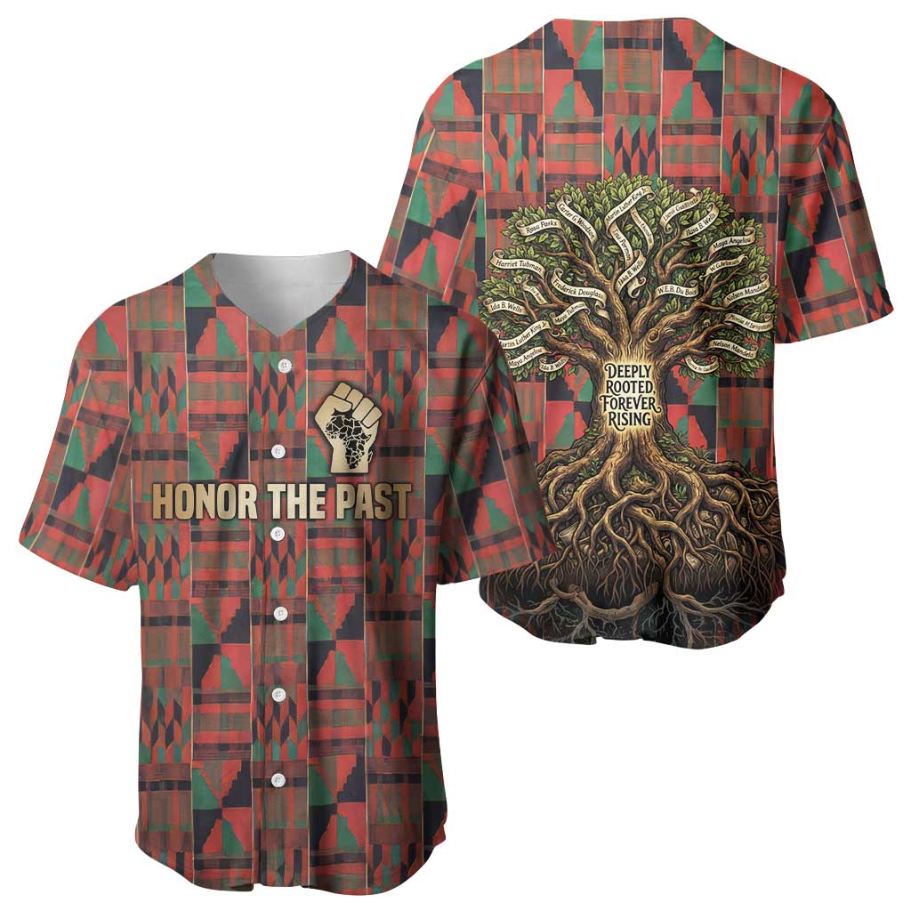 Black Heritage Tree Baseball Jersey African Root Black History Kente Pattern