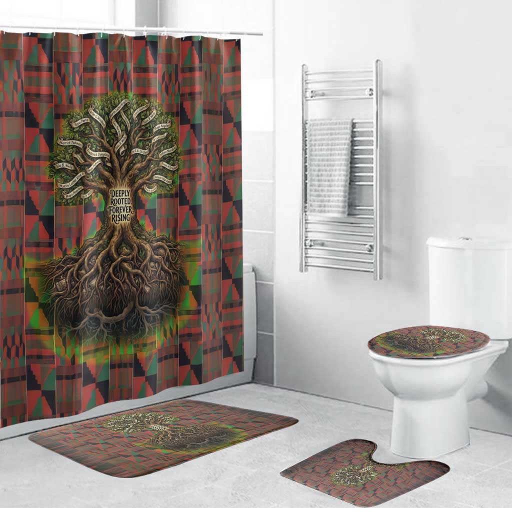 Black Heritage Tree Bathroom Set African Root Black History Kente Pattern