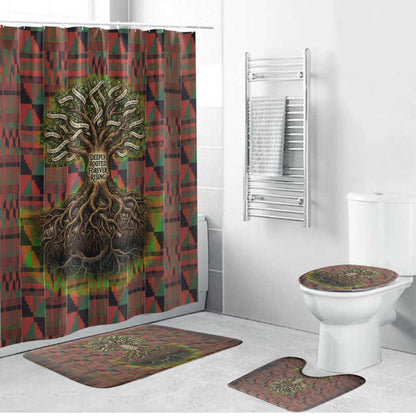 Black Heritage Tree Bathroom Set African Root Black History Kente Pattern