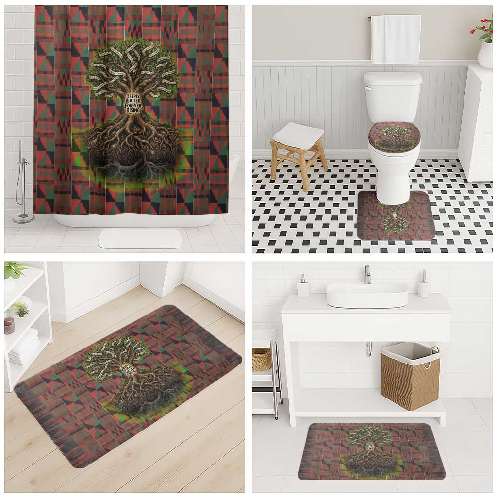 Black Heritage Tree Bathroom Set African Root Black History Kente Pattern