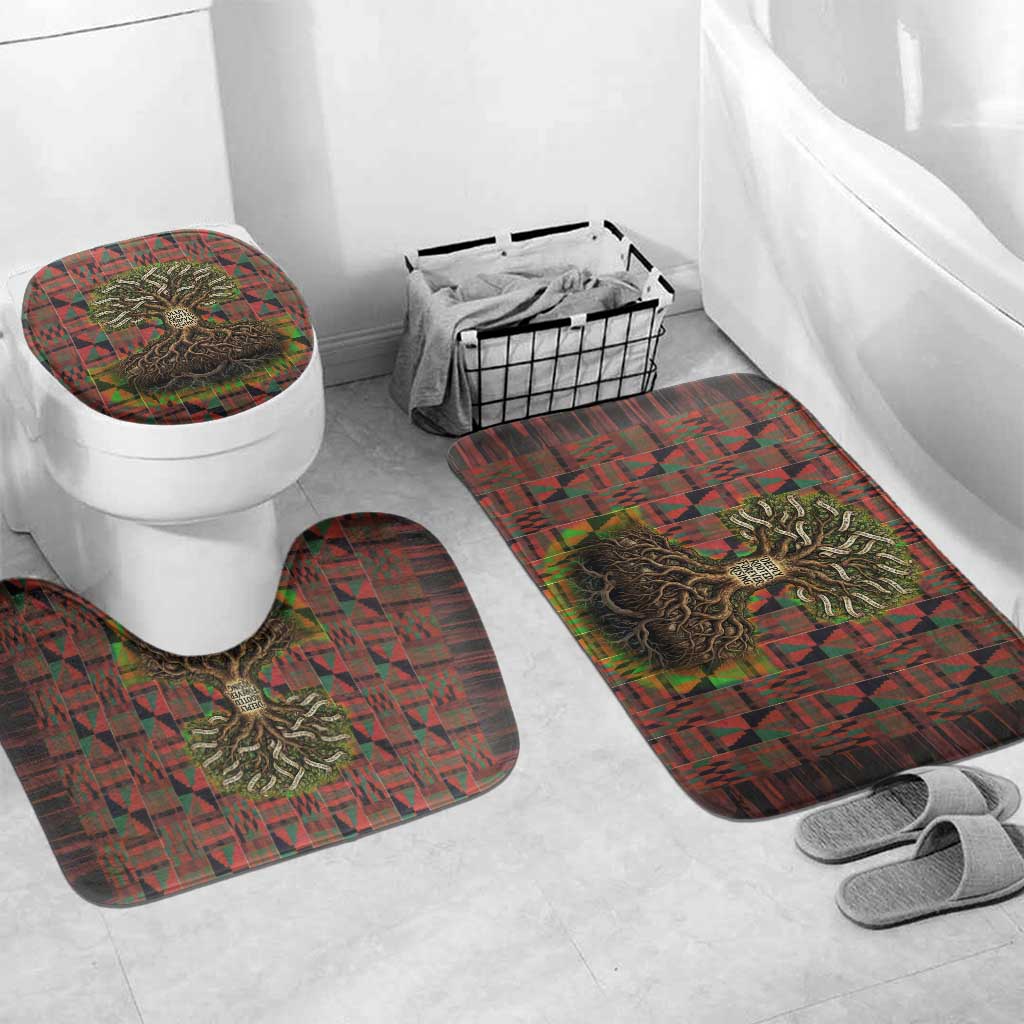 Black Heritage Tree Bathroom Set African Root Black History Kente Pattern