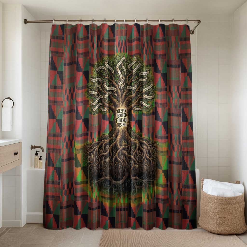 Black Heritage Tree Bathroom Set African Root Black History Kente Pattern