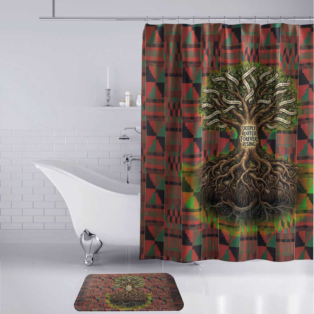 Black Heritage Tree Bathroom Set African Root Black History Kente Pattern