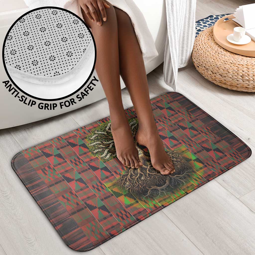 Black Heritage Tree Bathroom Set African Root Black History Kente Pattern