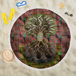 Black Heritage Tree Beach Blanket African Root Black History Kente Pattern