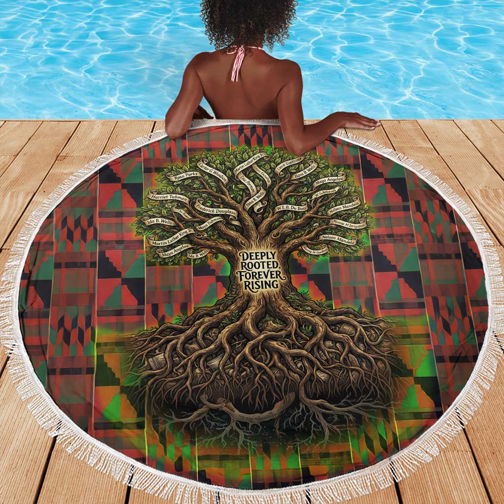 Black Heritage Tree Beach Blanket African Root Black History Kente Pattern