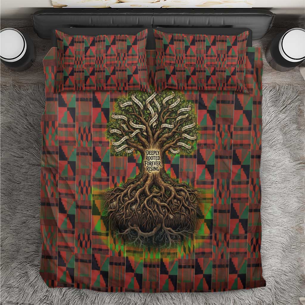 Black Heritage Tree Bedding Set African Root Black History Kente Pattern