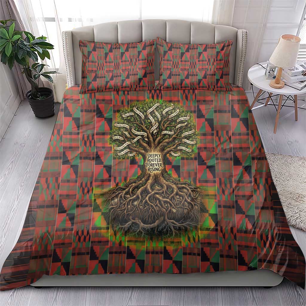 Black Heritage Tree Bedding Set African Root Black History Kente Pattern