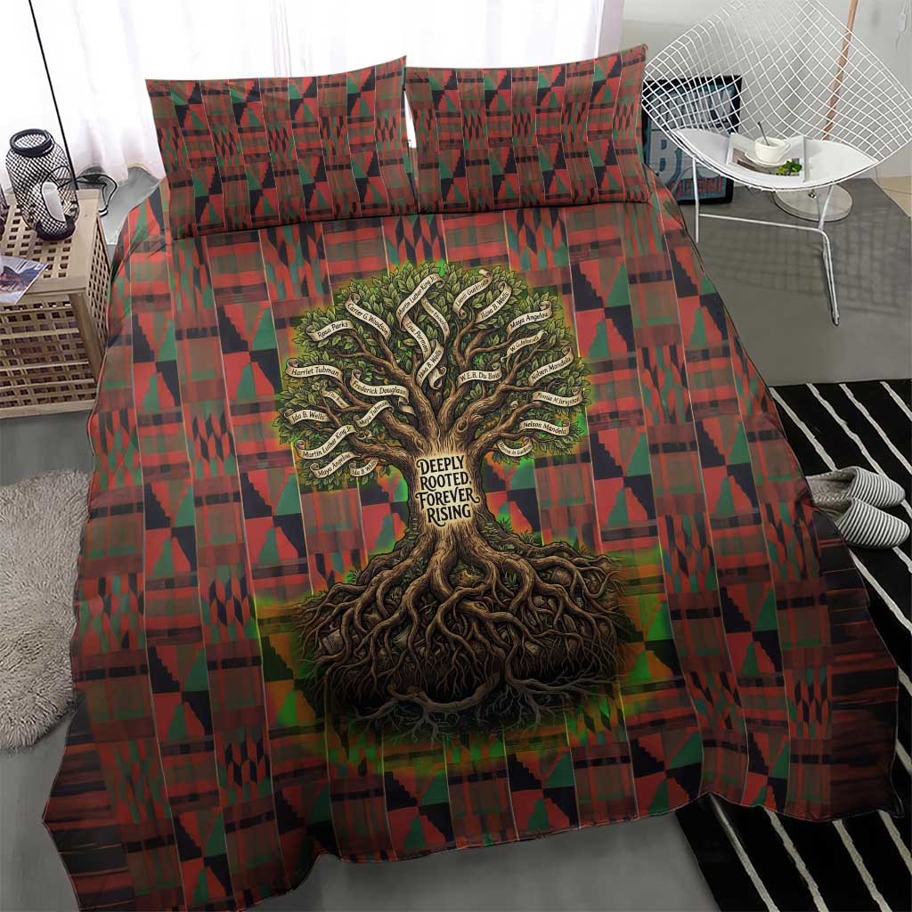 Black Heritage Tree Bedding Set African Root Black History Kente Pattern