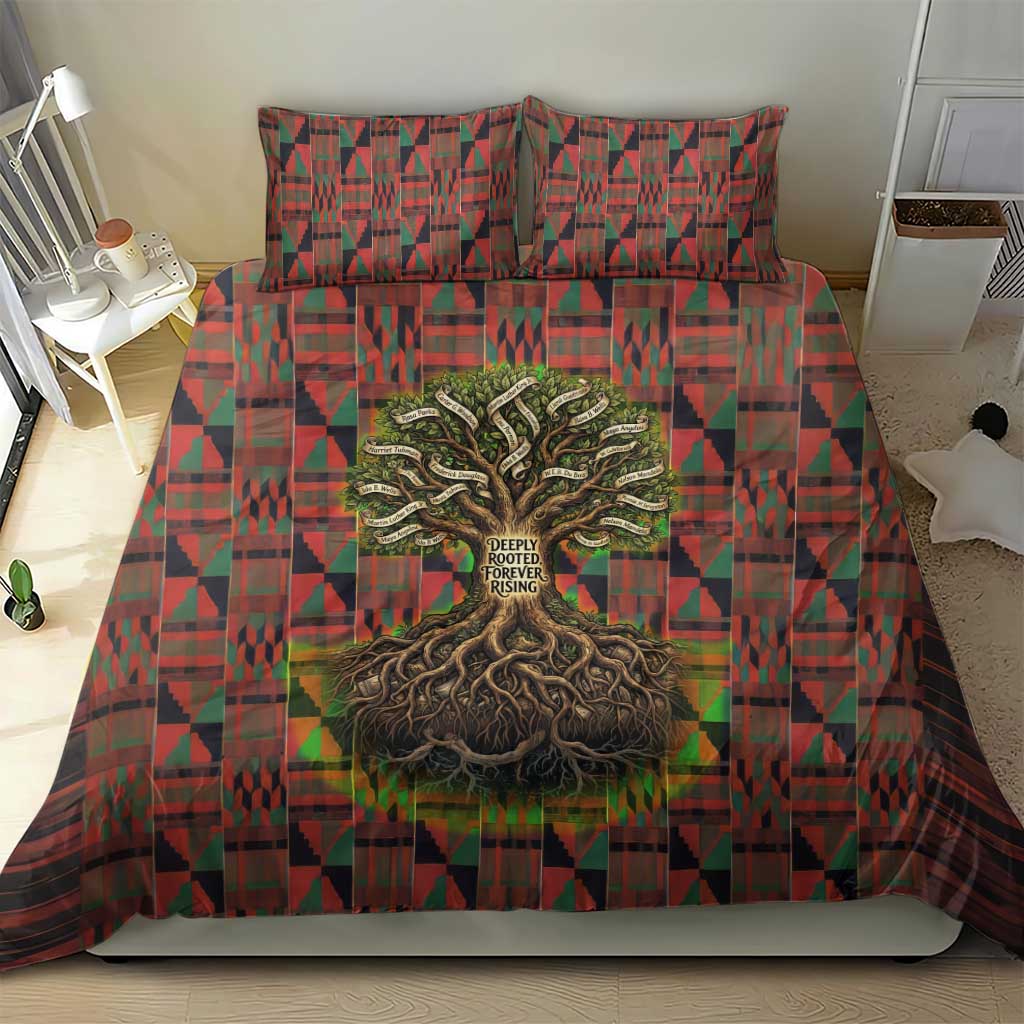 Black Heritage Tree Bedding Set African Root Black History Kente Pattern