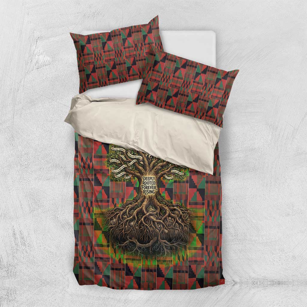 Black Heritage Tree Bedding Set African Root Black History Kente Pattern