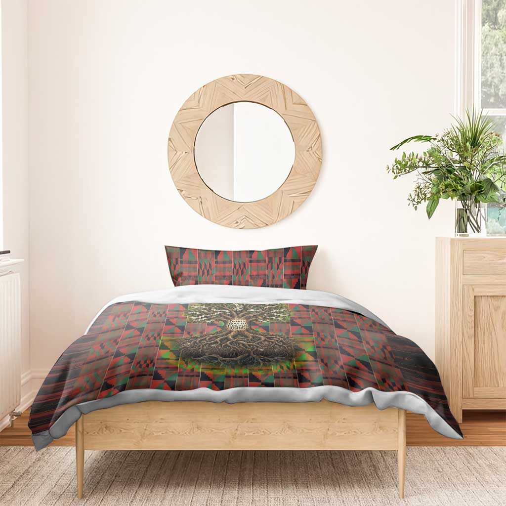 Black Heritage Tree Bedding Set African Root Black History Kente Pattern