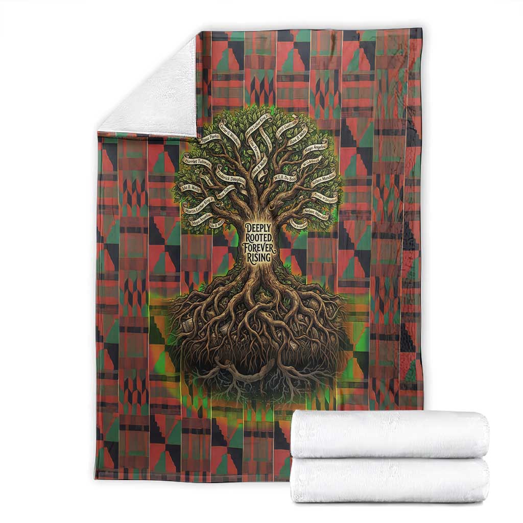 Black Heritage Tree Blanket African Root Black History Kente Pattern