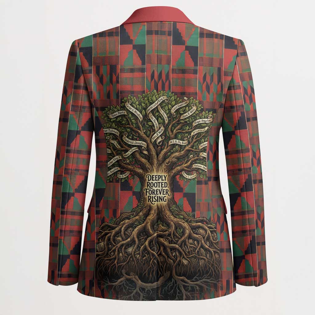 Black Heritage Tree Blazer African Root Black History Kente Pattern