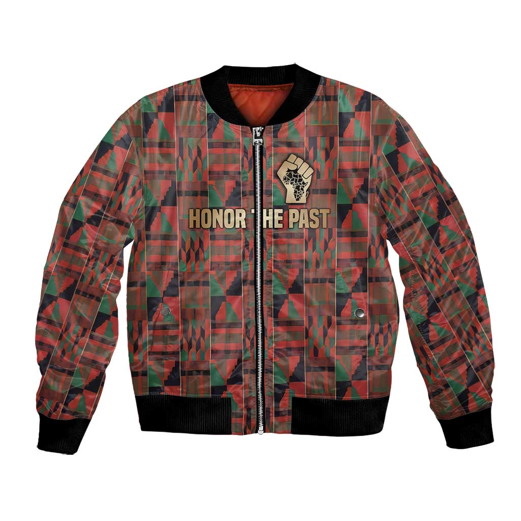 Black Heritage Tree Bomber Jacket African Root Black History Kente Pattern