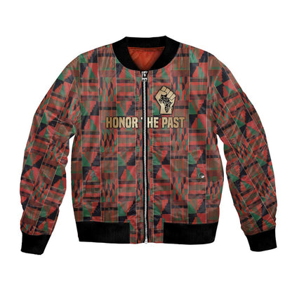 Black Heritage Tree Bomber Jacket African Root Black History Kente Pattern