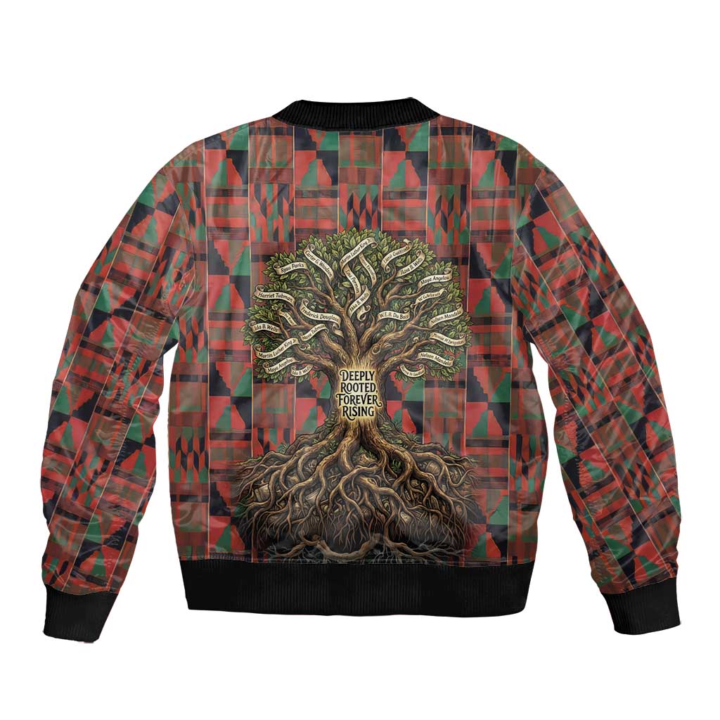 Black Heritage Tree Bomber Jacket African Root Black History Kente Pattern