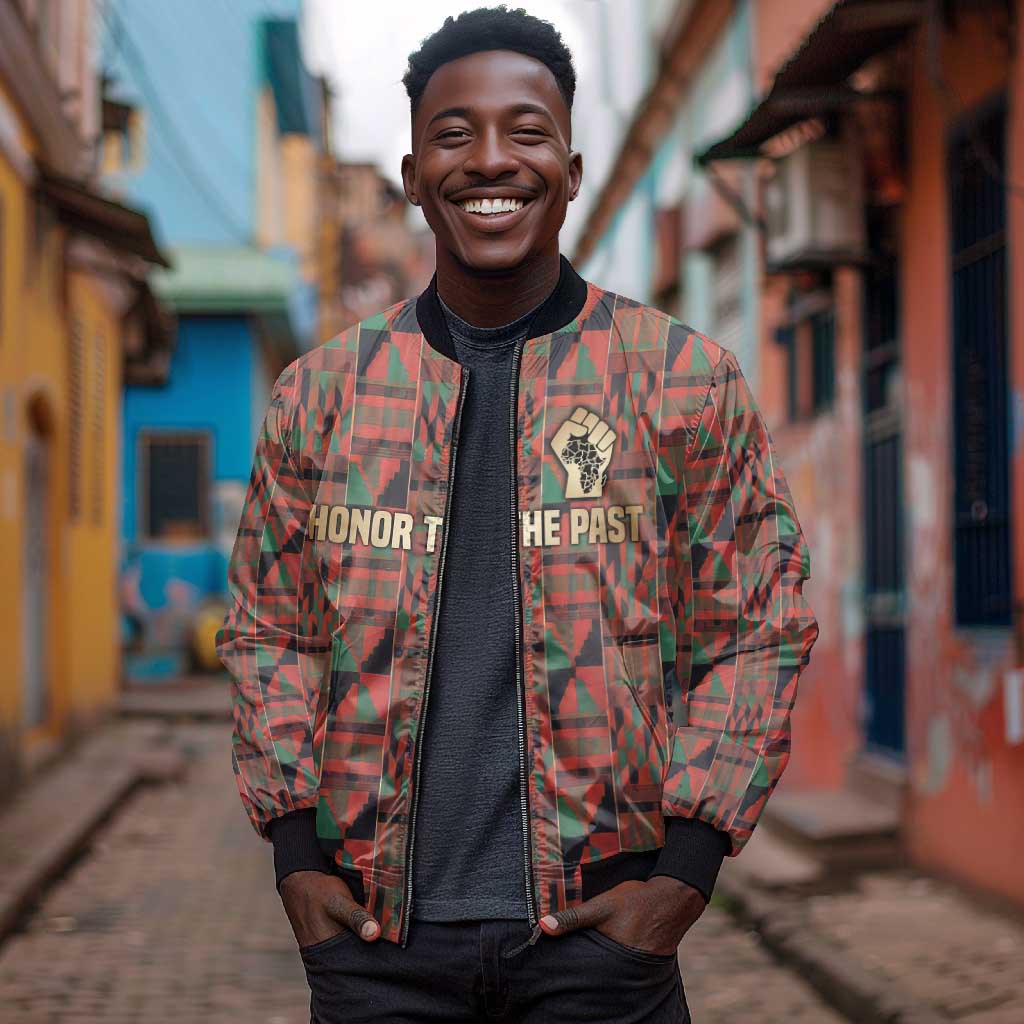 Black Heritage Tree Bomber Jacket African Root Black History Kente Pattern